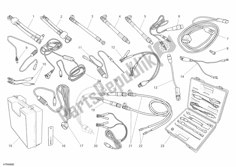 All parts for the Pressure Check Intrument of the Ducati Superbike 1098 S USA 2008